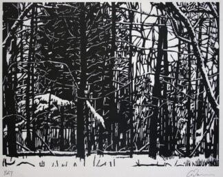 Linocut Poster — Forest in Snow, Wales